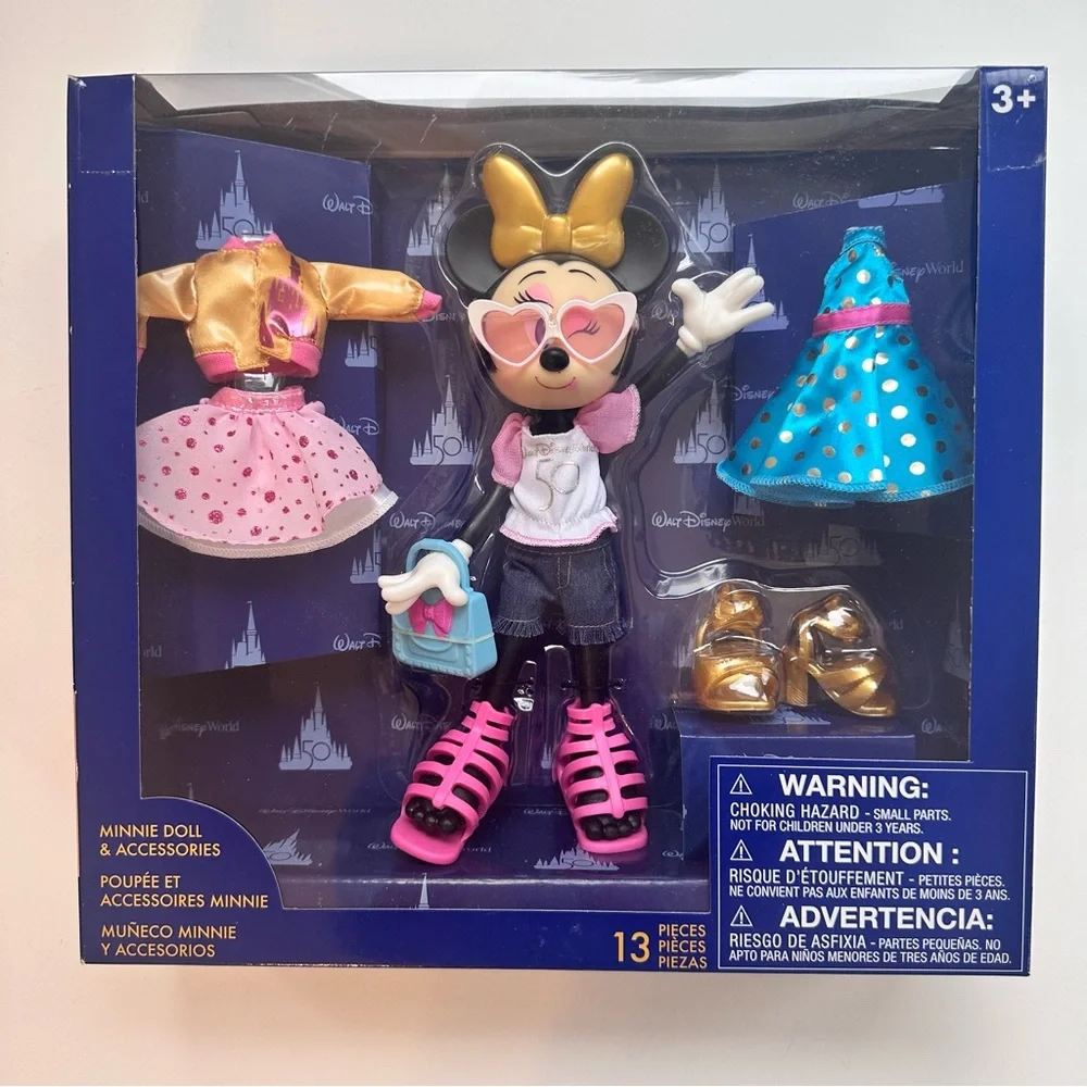50th Anniversary WDW Minnie Mouse Doll & Accessories Play 12 Pcs NEW - Picture 1 of 7